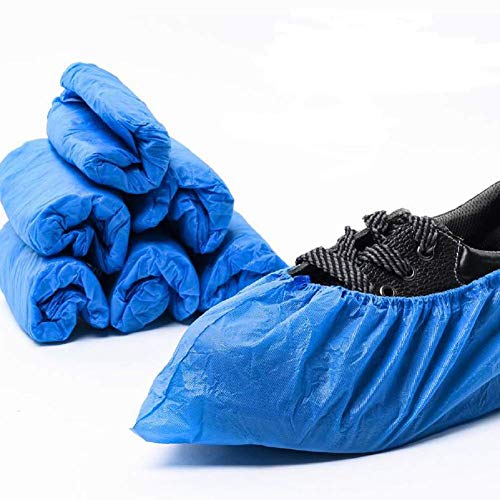 Shoe Covers Disposable Non Slip, 100 Pack (50 Pairs) Resistant CPE boot Covers for Indoors Waterproof, Workplace, Indoor Carpet Floor Protection,One Size Fits Most.