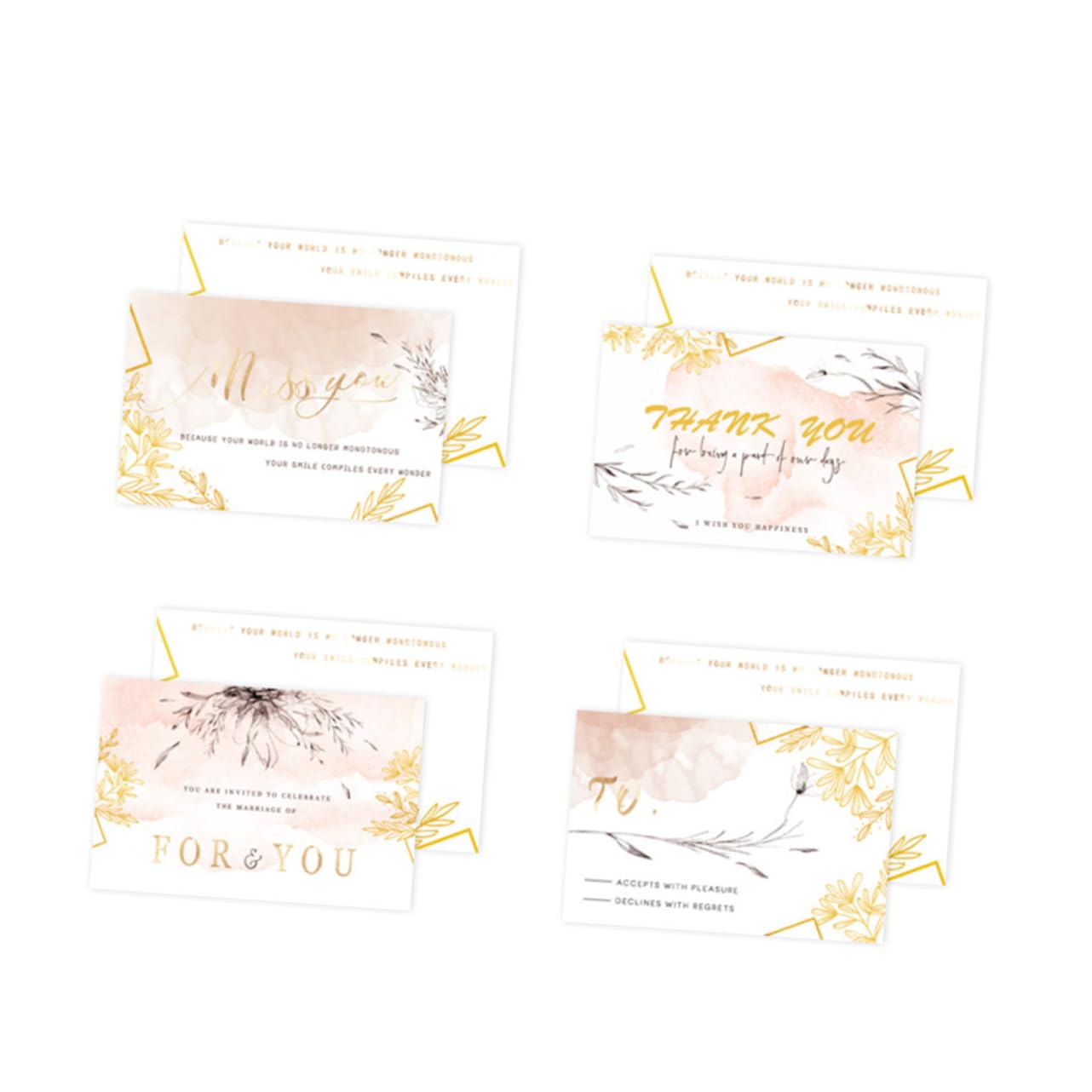 Tofficu 72ensembles Cartes De Vœux Dorées Avec Enveloppes Cartes De Félicitations Pour Anniversaires Mariages Et Festivals Plusieurs styles