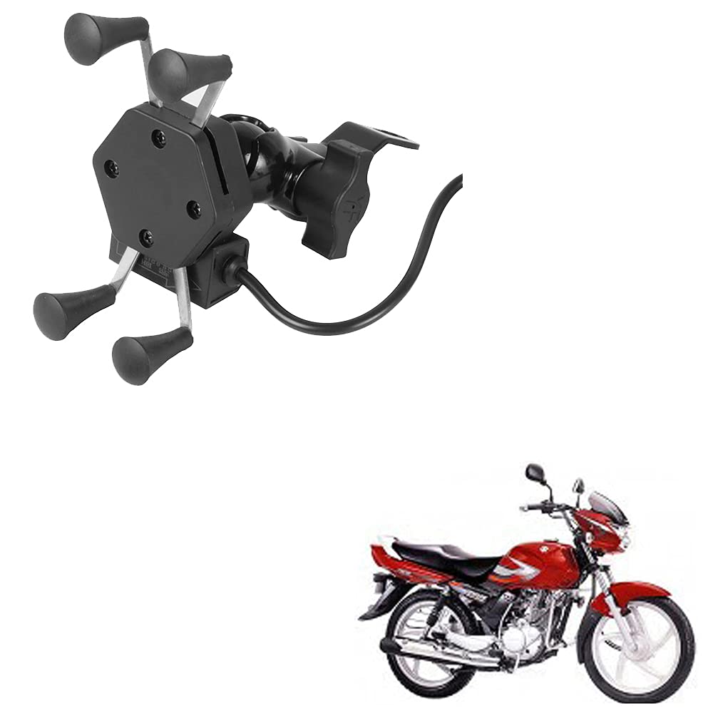 Auto Pearl Waterproof Motorcycle Bikes Bicycle Handlebar Mount Black Holder Case, Upto 5.5 Inches for Cell Phone - Suzuki Zeus-image-0