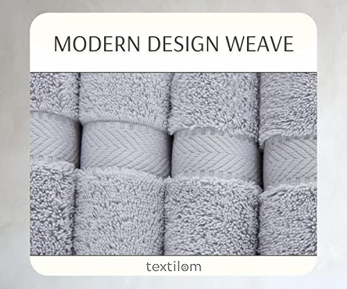 Textilom Turkish Hand Towels For Bathroom – Hotel And Spa Quality & Soft & Absorbent & Quick Dry Bathroom Hand Towels – 100% Cotton Turkish Hand Towel Set Of 4 (16 X 28 Inches) - Light Grey #TOP4