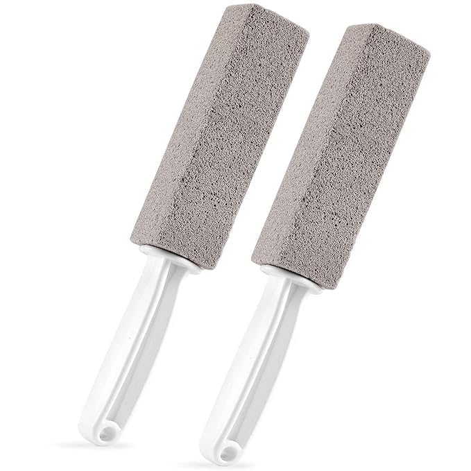 Pumice Stone Toilet Cleaner with Handle – 2 Pack, Heavy Duty Limescale, Hard Water, Rust, Calcium & Iron Stain Remover – Safe on Porcelain, Tile, Bathtub, Bathroom & Toilet Bowls-image-0