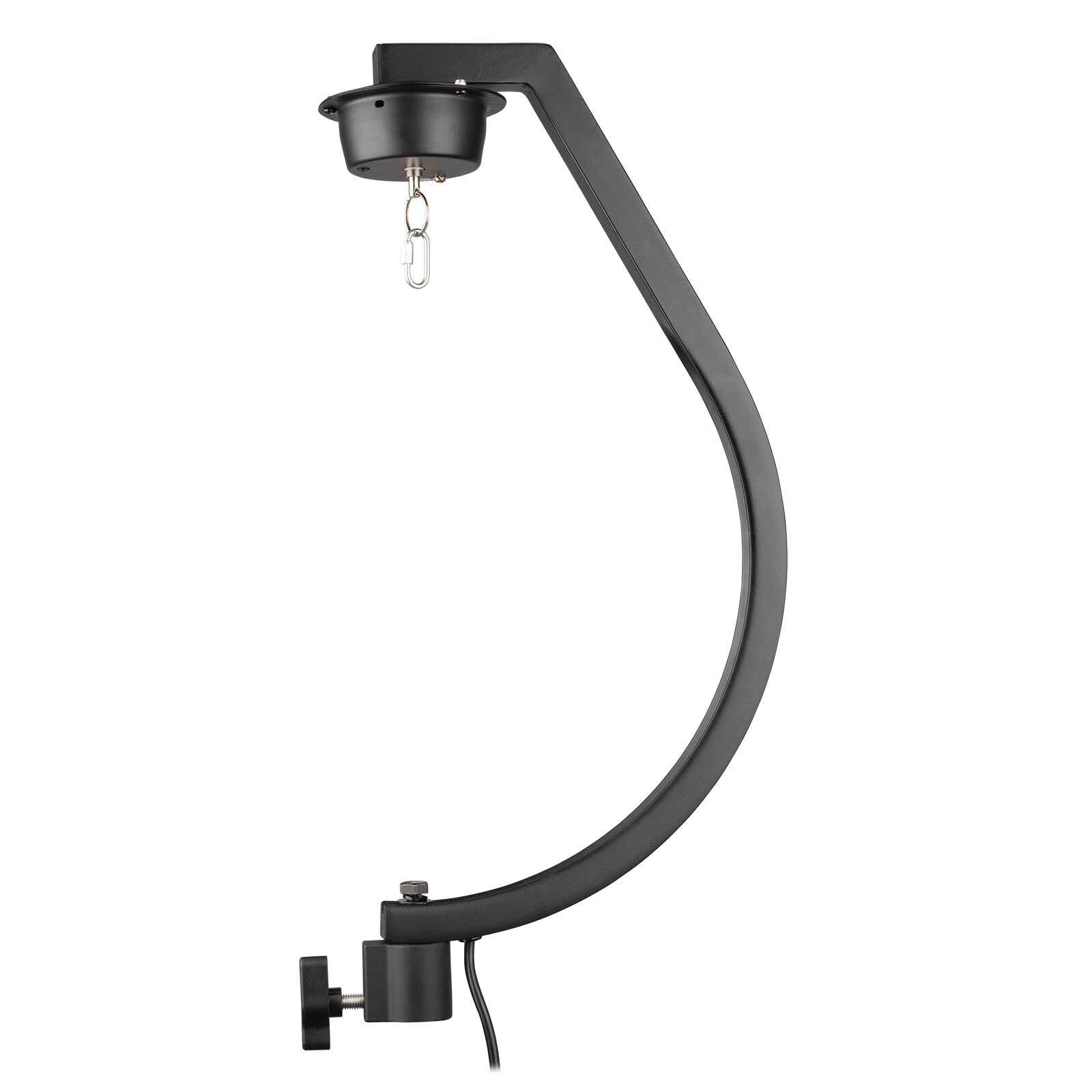 Fuzzix Discokugel Halterung für Stativ - Gebogene Standhalterung für Discokugeln & Spiegel bis 30cm mit Motor 3 U/min - Robuste Stahlkonstruktion für Party Deko & Hochzeit - Schwarz