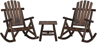 Garden Lounge Set Burned Wood Solid Spruce Wood, 3 Piece Outdoor Patio Furniture Set, Brown Rustic Design for Balcony & Terrace, Comfortable Seating for Relaxation