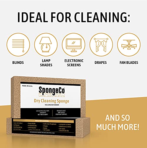 SpongeCo - Dry Cleaning Soot Eraser Sponge - Pet Hair, Smoke, Soot, Dust and Dirt Remover - 3x6x3/4 (3 Pack)