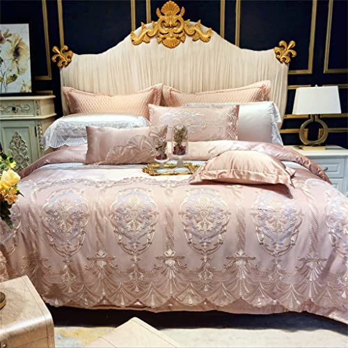 Parure de lit 4 pièces coton et dentelle drap housse de couette