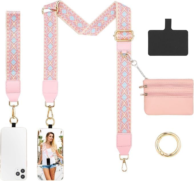 Adjustable Phone Strap with Zippered Wallet Pouch,Clip and Go for Phone with Wallet Crossbody,Purses with Crossbody Strap-image-13