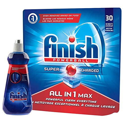 Image of Finish Dishwasher combo ['All in 1 Max Powerball' - 30 Tablets + Rinse Aid, Shine & Dry - 400 ml]