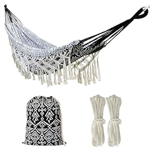 Black Boho Hammock Tassels Hammock Outdoor Hammock for Kids Hammock for Girls Hammock for Women Garden Decor Yard Decor