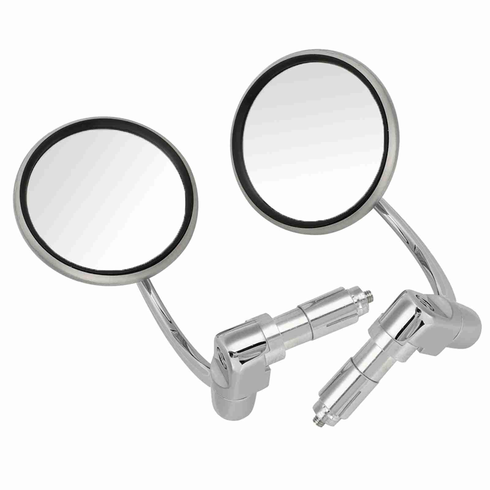 Changor 1 para motocyklowe lusterko wsteczne vintage okrągłe lusterko wsteczne średnica 10 cm srebrny motocykl zmodyfikowane wyścigi wsteczne lusterko boczne pasuje do motocykla z drążkiem 7/8" (22 mm)