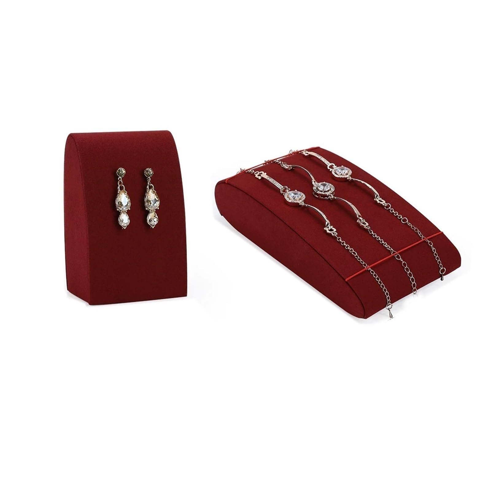 Organizer Schmuckständer-Set aus roter Mikrofaser for Halsketten