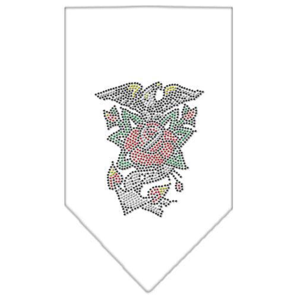 Mirage Eagle Rose Rhinestone Bandana, Small, White