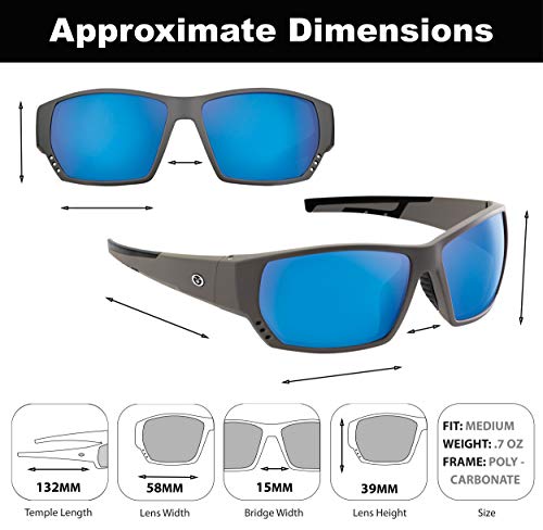 Flying Fisherman unisex adult Drop Back Sunglasses, Matte Gray Frame/Smoke-blue Mirror Lens, Small Medium US4