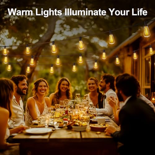 Outdoor String Led Patio Lights - 150Ft 45M Outside Waterproof Light ST38 Shatterproof Bulb Connectable Hanging Outdoor Electric Lighting for Backyard Yard Gazebo Porch Party