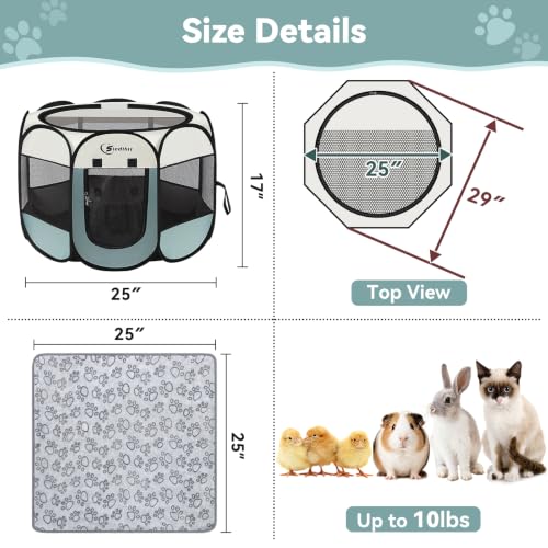 Image of Sieidihit Dog Cat Playpen Tent Crate Cage with Blanket, Small Grey | Rest Zone for Recovering Pets New Pet Quarantine Room Portable Pop Up Easy to Set up lightweight dog Kennel with Carrying Bag