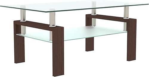 Miniatura 3 de Mesa auxiliar rectangular de cristal negro, mesa de centro transparente, mesas centrales laterales modernas para sala de estar, muebles de sala de
