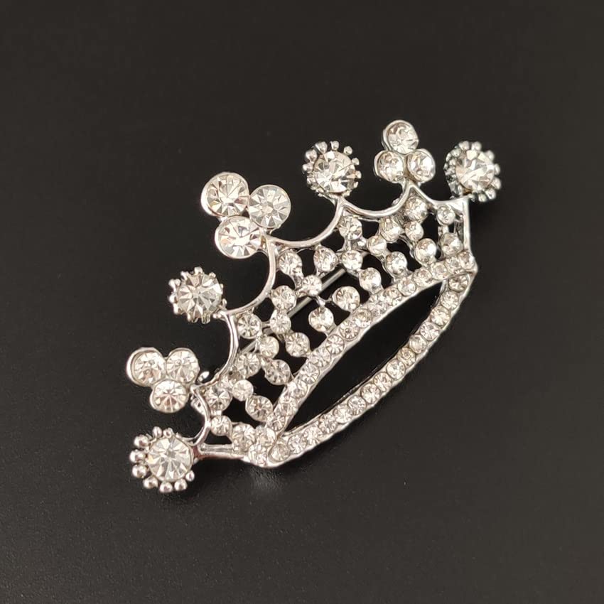 Image of Crystal Rhinestone Princess Queen Brooch Pin Tiara Crown Brooches for Women Tiara for Wedding Party /Banquet /Birthday