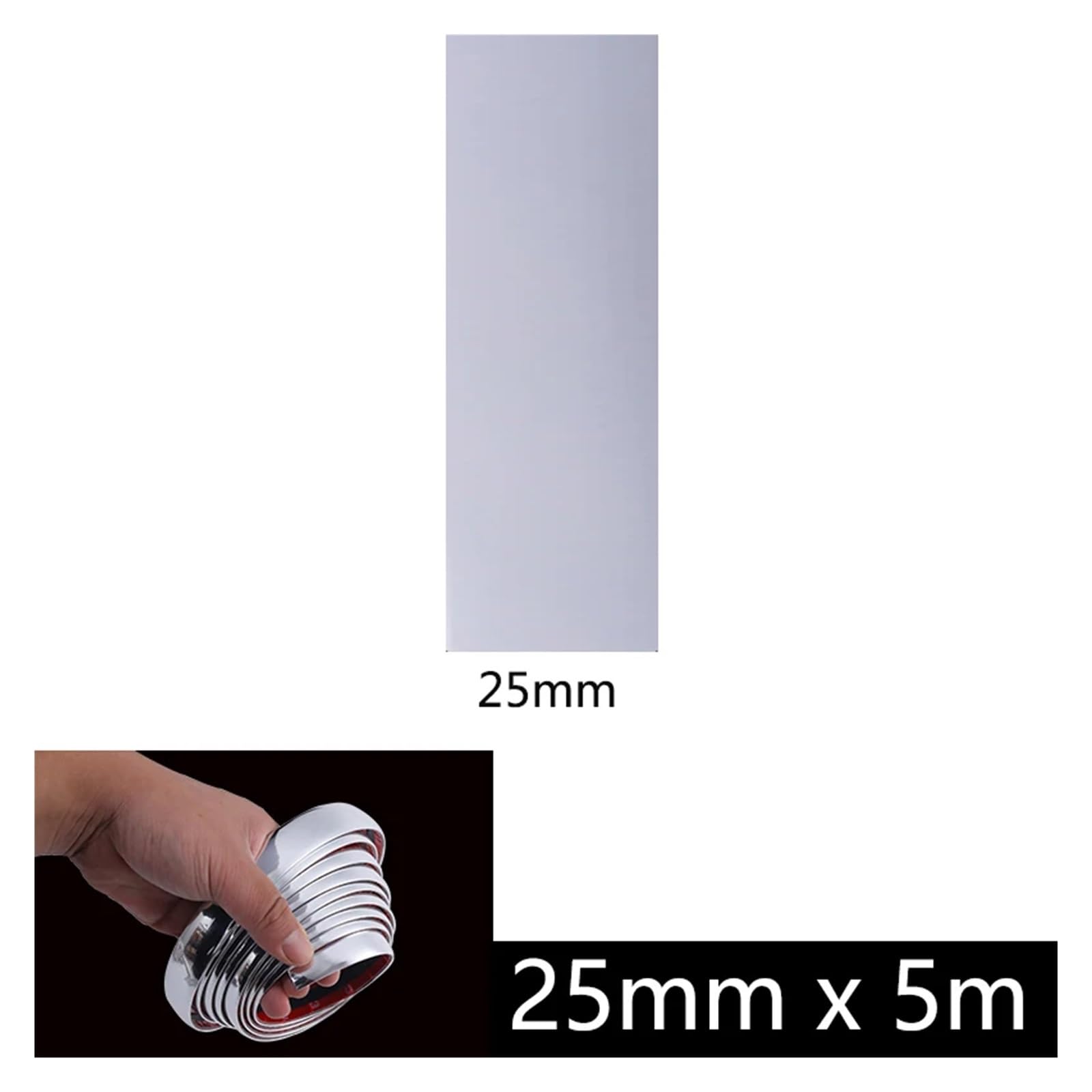ZHGUIMING Pegatinas protectoras for puerta de coche, moldura cromada de 3 m/5 m, cinta anticolisión for parachoques, placa protectora for borde de puerta(25mm x 5m)