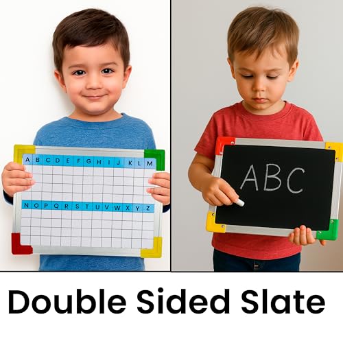 Image of DAHSHA 2 in 1 Double SidedSlate for Kids Double Side Slate Board with Colorful Aluminum (Slate ABC Version)