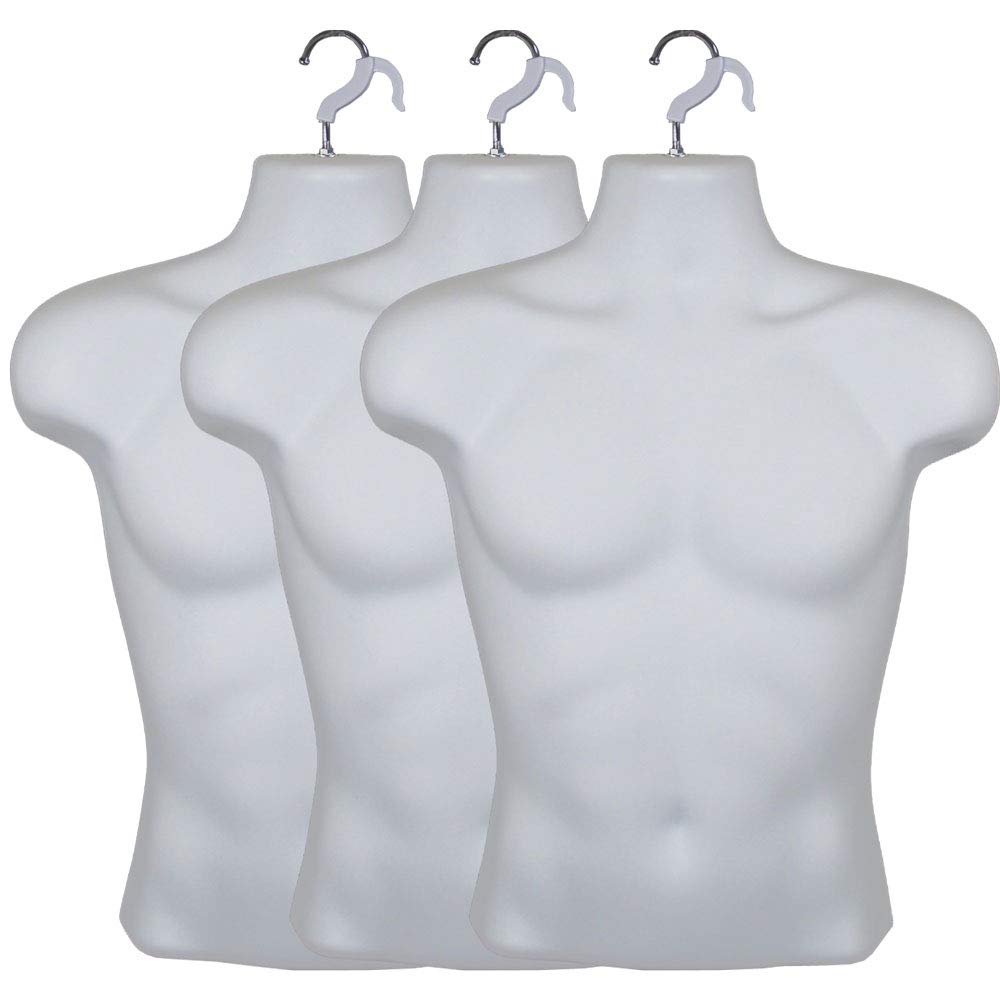 3Pack Male Mannequin Torso, Dress Form Hollow Back Body or T Shirt Display, for Hanging by EZ