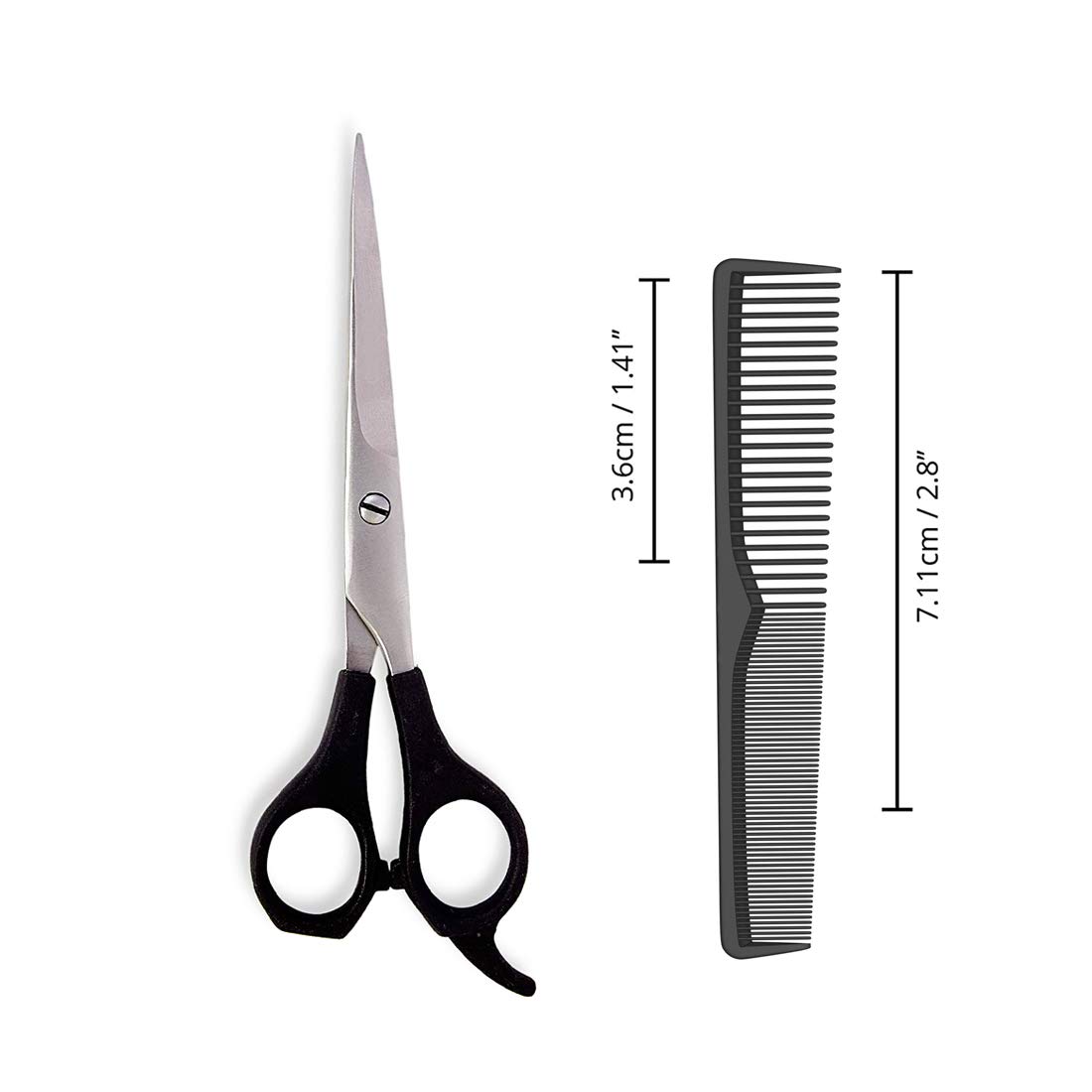 (S-120 Comb-6924) Hair Cutting Black Barber Scissor And Comb For Cut Trimming Hair Beard Mustaches (Black 6-inch) Carbon Antistatic (1 Scissor And 1 Comb)-image-42