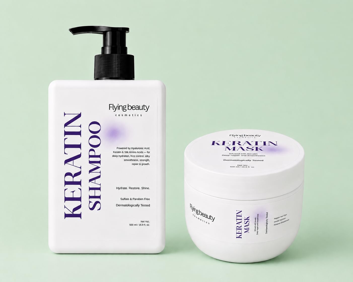Keratin Shampoo + Mask for Dry Damaged Hair | Complete Repair Kit | Deep Hydration Frizz Control & Smoothness | Sulfate Paraben Free | 500ml Each | Dermatologically Tested-image-32