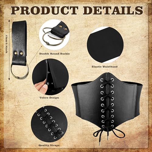 Womens Corset Renaissance Belt, Women Belt Pouch Waist Bag Phone Holder Medieval Costume Vintage Christmas Gifts (L-Waist/35..2"-43.2"-B)3