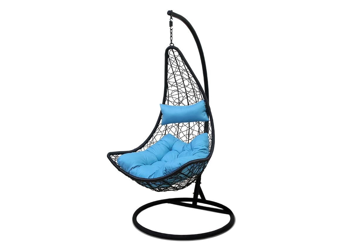 S & S Saldos y Stocks Silla Colgante Mecedora Once. Muebles de Jardin o Terraza Blanco, Cojines Gris