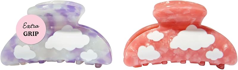Mane Cloudy Claw Clips - Extra Grip Medium Hair Clips for Fine, Medium or Thick Hair Types - Secures Styles for All Day Wear - Stocking Stuffers for Teen Girls & Adults (2 Count)