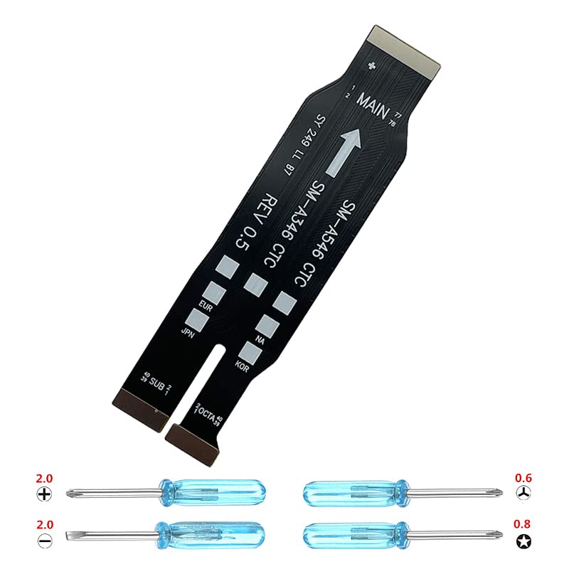 Cable flexible para placa base compatible con Samsung A34/A54 SM-A346B SM-A546B Flex Cable Conector Recambio para conexión placa base incl. destornilladores