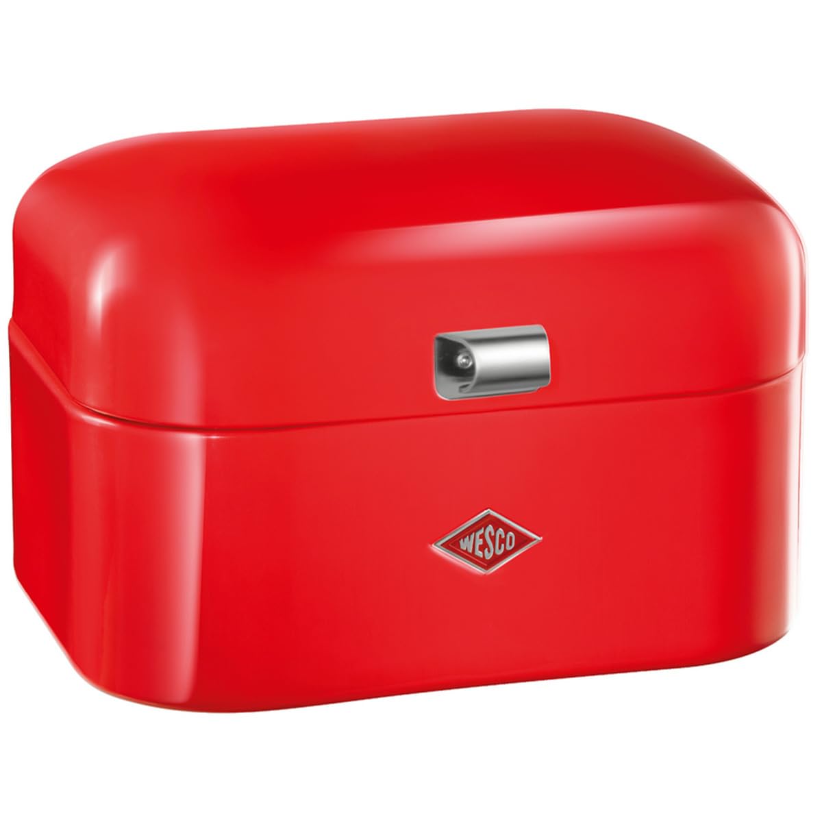WESCO Single Grandy Brotkasten in der Farbe rot, pulverbeschichtetes Stahlblech, Lüftungslöcher und stabiler Handgriff, 22 x 26,8 x 17,5 cm