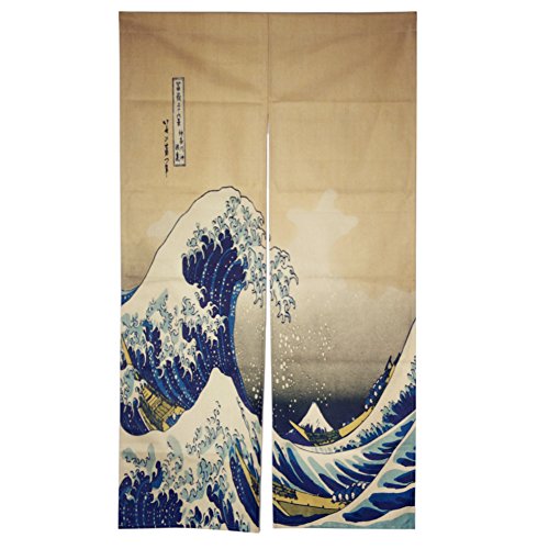 DIPPERION Doorway Curtain Tapestry Japanese Noren Curtain Tapestry Ukiyoe The Great Wave Off