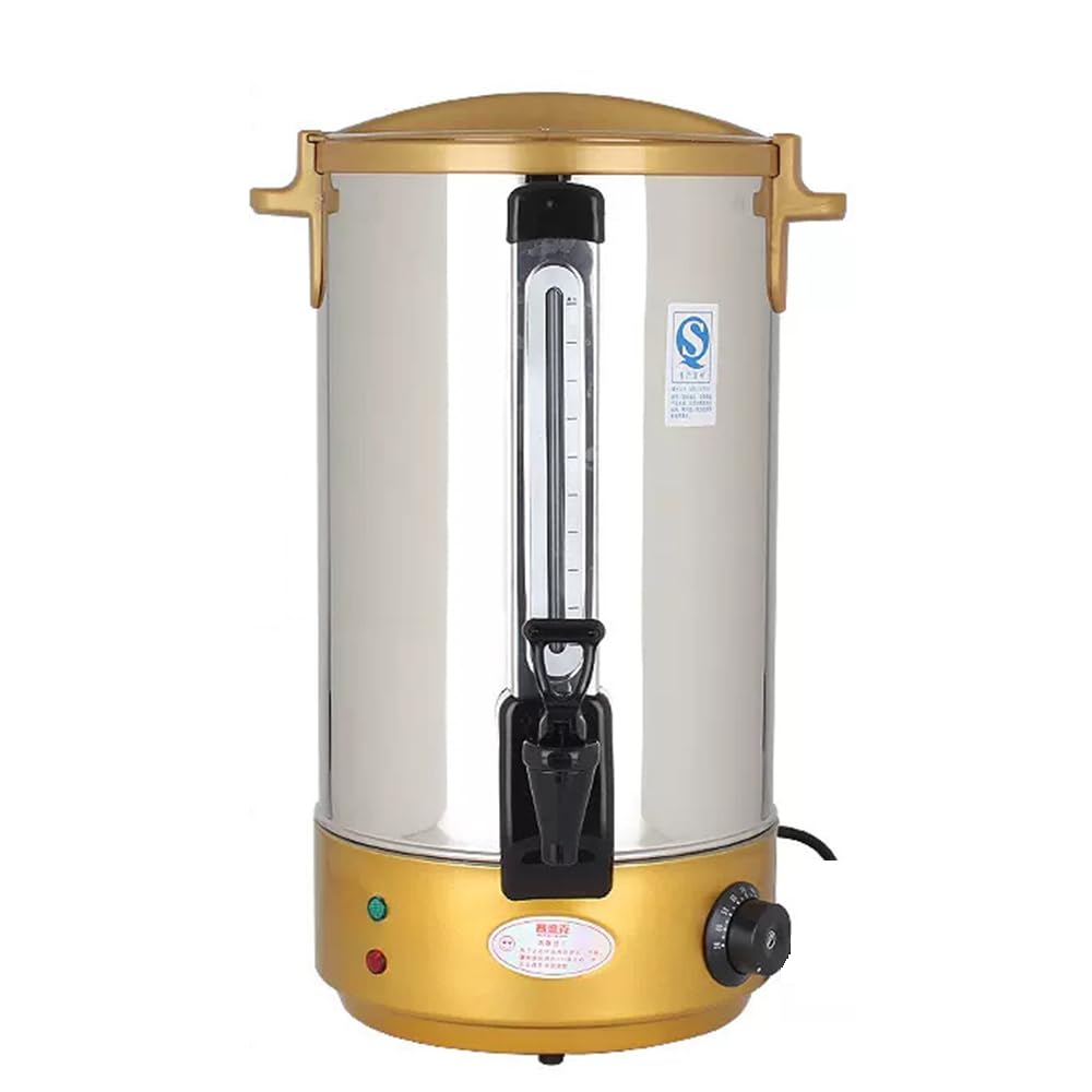 ASSYA Electric Soup Bucket Commercial Steaming Bucket Boiling Water Bucket Stainless Steel Good Insulation with Resin Tap Gold Colour,24.6L