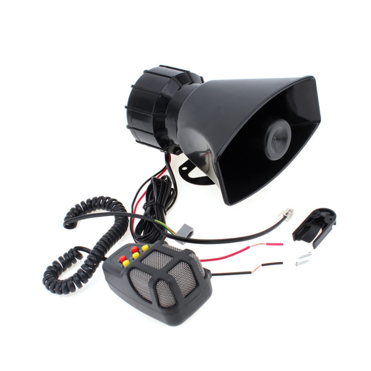 FUNOMOCYA Universal Fit 100W 12V Car Electric Horn Square Horn 5 Sounds Side Key