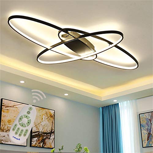 Plafonnier dimmable avec télécommande design ovale à 3 anneaux TQHGM