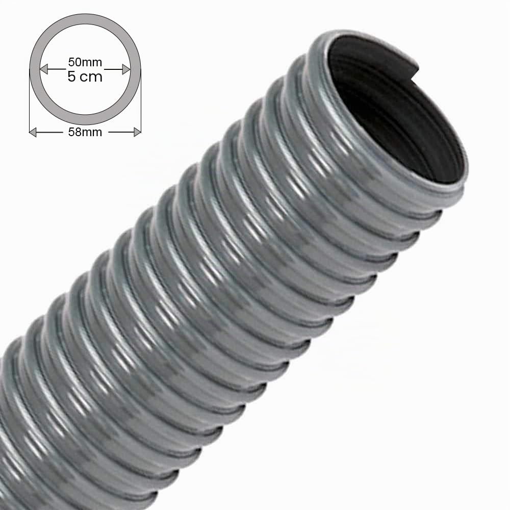 Flextube Tuyau d'aspiration flexible en PVC 50 mm Longueur au mètre – Tuyau d'aspiration léger et flexible en spirale en PVC, tuyau pour eau, air, poudre, sciure, copeaux