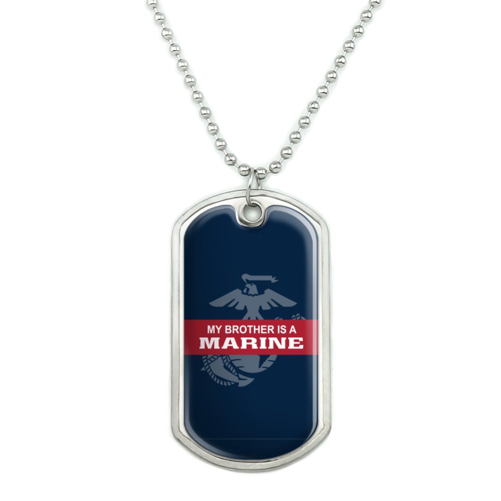 GRAPHICS & MORE My Brother is a Marine USMC Officially Licensed Military Dog Tag Pendant Necklace with Chain