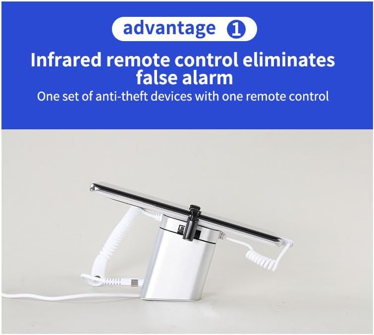 Mobile Phone Security Display Stand with Anti-Theft Alarm, Charging Dock with Clamp Lock (Silvery, Type-c)