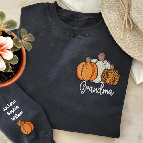 sweatshirt, grandma embroidered sweatshirt, grandma sweatshirts for women, Pumpkin Shirt3
