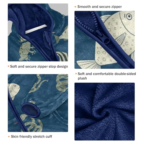 Animal Print with Snakes Toddler Fleece Jacket Girl Boys Hooded Fleece Jacket Coat Warm Outwear Zip-up 3-10T3