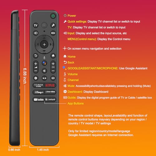 Image of Voice Remote Control Replacement for Sony TV Remote, for Bravia TV Remote,or All Smart LED OLED Series TVs