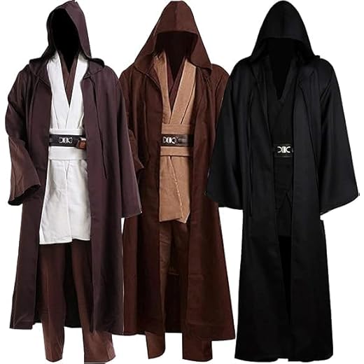 helymore Disfraz de Jedi para hombre, cosplay, túnica con capucha, uniforme para adultos, medieval Wars, ropa de caballero, Halloween, cosplay, fiesta, disfraz completo, Blanco, S