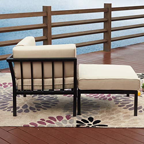 Image of LOKATSE Home 2 Piece Corner & Armless Sofa Outdoor Furniture Sectional Couch Set Patio Loveseat