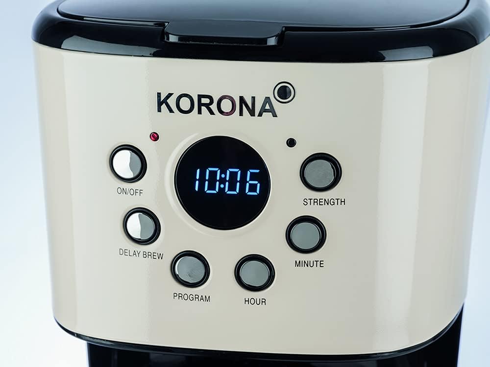 Korona 10666 Retro Coffee Maker | Crème | 1,5 Liter | Filter Coffee Maker | LCD Display | Timer | incl. Permanent Filter (Crème) Korona 10666 Retro Coffee Maker | Crème | 1,5 Liter | Filter Coffee Maker | LCD Display | Timer | incl. Permanent Filter (Crème)
