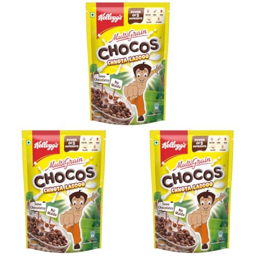 Image of Kellogg's Multigrain Chocos Chotta Ladoo 340g / 350g /391g | With Chotta Bheem Cut Out Mask | Source of Calcium, High in Protein, with 10 Essential Vitamins & Minerals | Breakfast Cereal for Kids