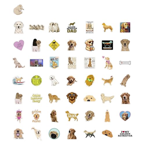 Image of 100Pcs Golden Retriever Stickers for Water Bottle and Laptop - Golden Retriever Party Favors & Decorations, Waterproof Vinyl Decals, Cute Dog and Pet Stickers, Gifts for Women & Men