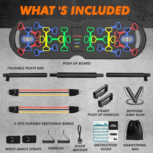 Premium Liegestützbrett Set Liegestützgriffe Push Up Board Verbessertes Konzept 2024 Liegestütze Brett Homeworkout 10 in 1 Push Up Bar Home Gym Liegestütze Fitnessgeräte für Zuhause