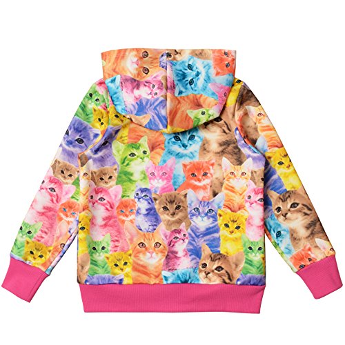 Jxstar Girl Hoodie Outwear Coat Cat Flowers Print Jacket Full Zip Pocket #TOP1