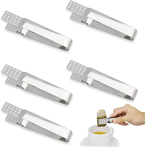 5 Pièces Pince À Thé,Pinces À Thé En Acier Inoxydable Mini Sucre Pince Presse-Sachets De Thé Passoire Pinces À Sachets De Thé Pour Sachets De Thé, Glaçons, Sucre, Barbecue Cover