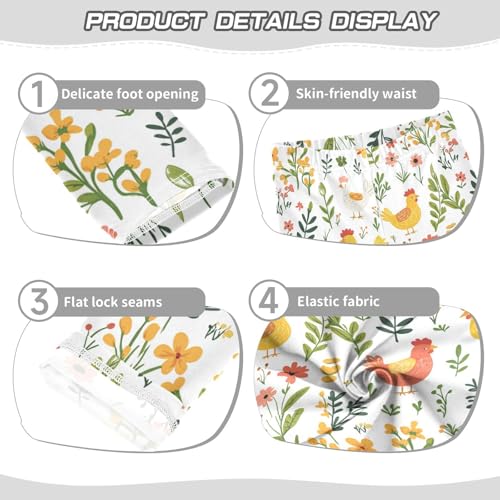 ZZKKO Girls Leggings Chicken with Flowers Toddler Girls Clothes Leggings for Girls Toddler Girls Leggings 3-4T3