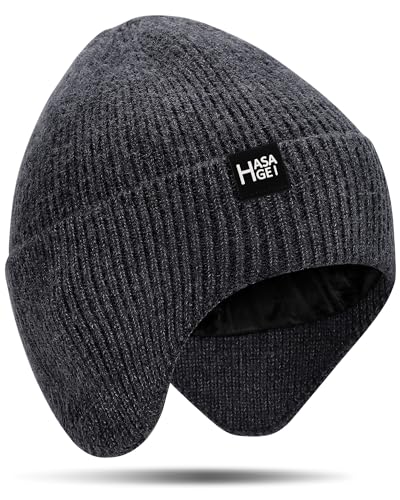 HASAGEI Ear Protection Beanie Hats for Men & Women - Warm Winter Knit Hats for Outdoor Hiking, Skiing, Running, Dog Walking